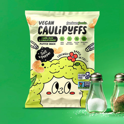 (15 0.75oz CauliPuffs - Corn, Rice, and Cauliflower Gluten Free Puffed Snack x Bags, Vegan Salt & Pepper)