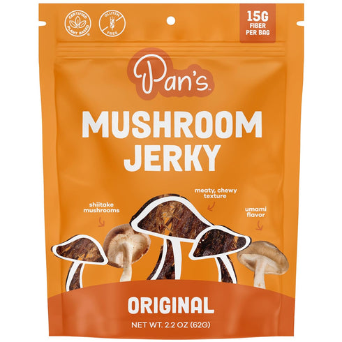 Pan's Mushroom Jerky, Organic, Vegan Snacks, Dried Mushrooms Shitake, Plant based Jerky,