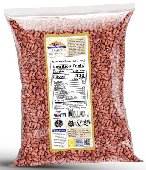 128oz (8lbs) 3.63kg Rani Red Kidney Beans, Light Bulk ~ All Natural | Vegan | Gluten Friendly | NON-GMO | Kosher | Raj