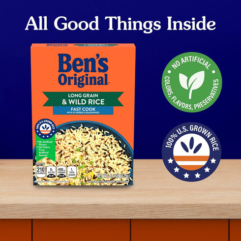 6.2 OZ BEN'S ORIGINAL Long Grain Rice and Wild Rice, Fast Cook Rice, Box