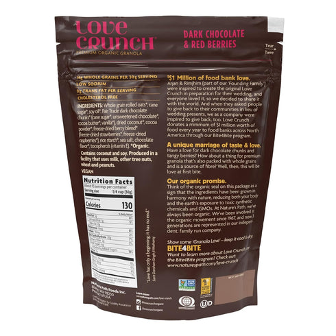 11.5 oz (Pack 6), Love Crunch Organic Dark Chocolate & Red Berries Granola, of Vegan, Non-GMO, Fair Trade, by Nature's