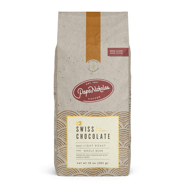 PapaNicholas Coffee Whole Bean Swiss Chocolate, 10 Ounce