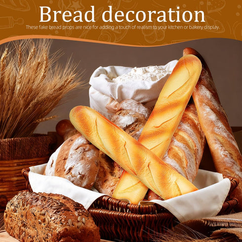 2 Pack 13.58In UKCOCO Artificial French Baguette Faux Bread Loaves for Kitchen Decoration Photography Props Bakery