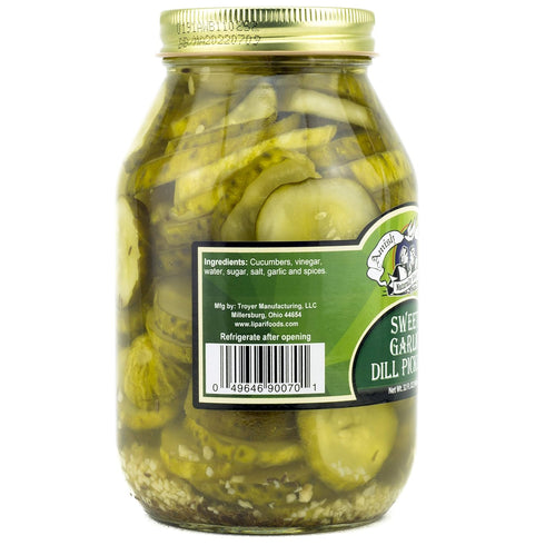 32 Oz Amish Wedding Sweet Garlic Dill Pickles Ready to Eat USA Made