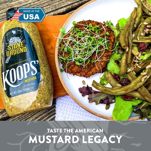12 Oz, Pack 4 Koops' Organic Stone Ground Mustard Old-Fashioned Mustard, Gluten-Free, Kosher, Non-GMO, USDA Certified