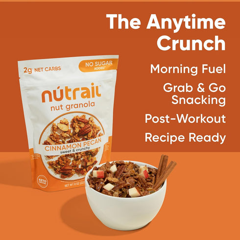 8 oz. 3 Count NuTrail Nut Granola Cereal, Cinnamon Pecan, No Sugar Added, Gluten Free, Grain Free, Keto, Low Carb