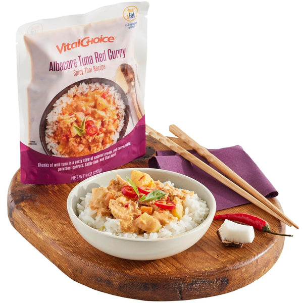 Vital Choice Albacore Tuna Red Curry, Heat-And-Eat, 9-Oz Pouches (Pack of 3)