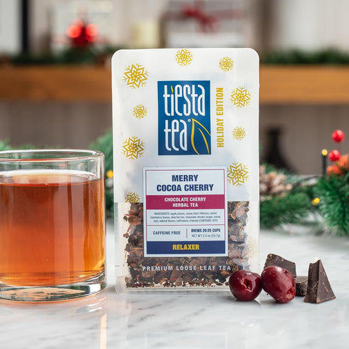 25 2 Tiesta Tea Merry Cocoa Cherry Premium Loose Leaf Tea, Chocolate Cherry Herbal Blend, Caffeine Free, Hot or Iced
