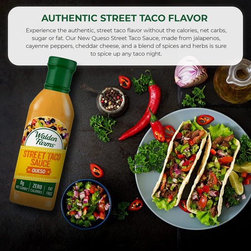 Walden Farms Queso Street Taco Sauce, 12 oz. (2 Pack) - Vegan, Paleo, Keto Friendly, Non-Dairy, Perfect for Tacos