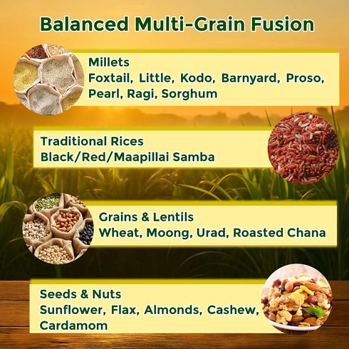 400 (14 oz) 21 Danodia Foods Multi Millet Powder Health Mix g | Made with Ingredients | Multi-Grain Powder |