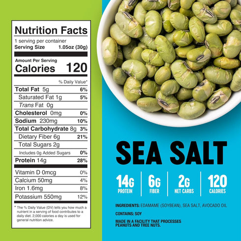 (2g (14g 4 oz (3 Pack) The Only Bean - Crunchy Roasted Edamame Beans (Sea Salt) - Keto Snacks Net) - High Protein