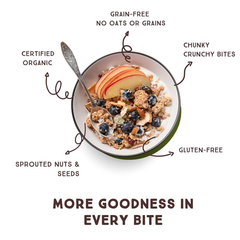 8 oz 3 Count Lark Ellen Farm Vanilla Cinnamon, Cacao Cherry, Berrylicious Grain Free Granola Clusters, Crunchy Gluten