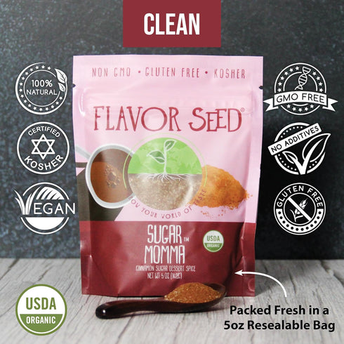 Momma 5oz Organic Cinnamon Sugar Dessert Spice - Sugar by Flavor Seed, Gluten Free Sweet Seasonings and Spices