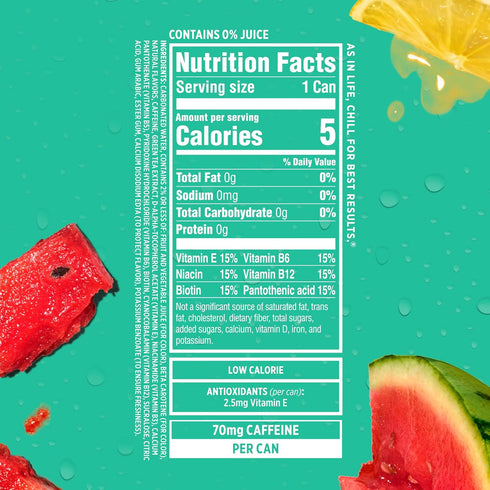 Vitamins,16 oz (Pack 12) Sparkling Ice Caffeine Watermelon Lemonade Sparkling Water with Caffeine, Zero Sugar
