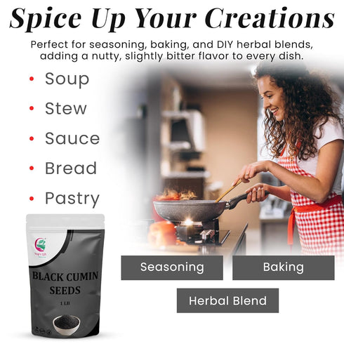 1 LB, 100% Black Cumin Seeds Nigella Sativa, Pure & Natural, Premium Quality Kalonji Seeds, Perfect for Seasoning