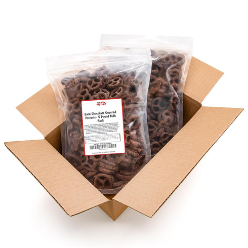 5 Pack Chocolate Covered Pretzels - Pound - Dark Chocolate Pretzels for Office Bowls, Snacking, and Gifting - Sweet