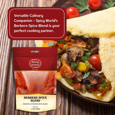 Spicy World Berbere Spice Blend - Authentic Ethiopian Seasoning Hand-Blended, Rich 14-Spice Mix for Flavorful Dishes