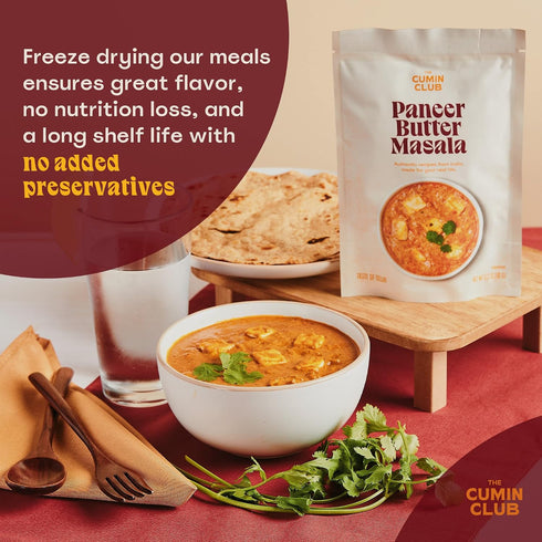 (Pack 5 Pack 6 The Cumin Club Paneer Butter Masala Instant Curry + Rice Sides Bundle - Vegetarian Meals Ready to Eat