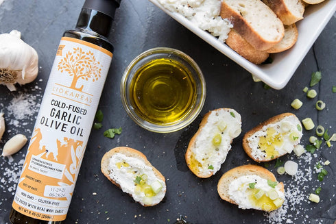 2022 Liokareas Garlic Olive Oil - Greek - Organic - NonGMO - Gluten Free - Paleo - Keto - Single Sourced - First