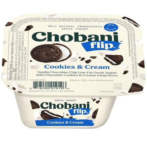 4.5oz Reduced Shelf Life, Chobani, Flip, Low-Fat Greek Yogurt Cookies & Cream