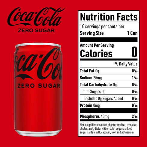 10 Pack Coca-Cola Coke Zero Sugar Diet Soda