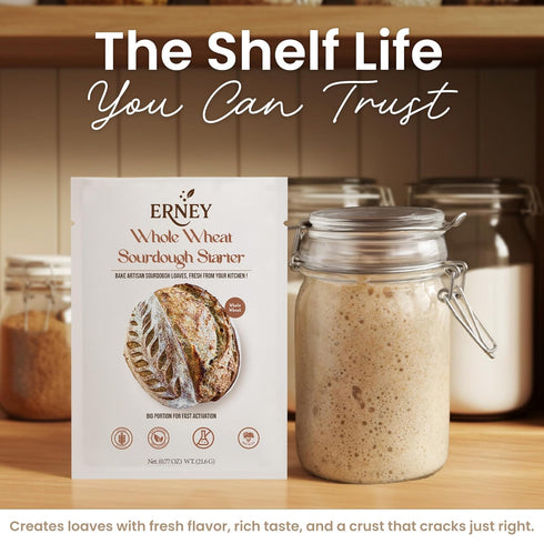 ERNEY 1 pack Dehydrated Whole Wheat Sourdough Starter for Bread Making - Perfect Rise Whole Wheat Sourdough Bread Flour