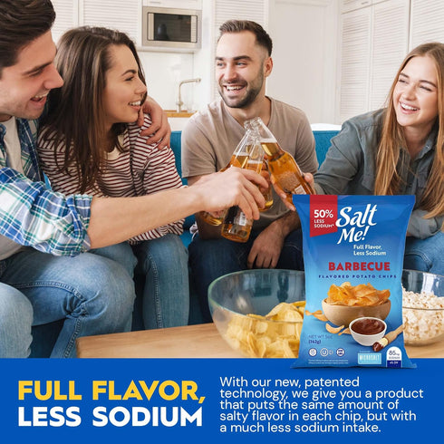 50% 5 Pack 6 SaltMe! BBQ Potato Chips, Low Salt, Kosher, Non-GMO, Better for You Chips, Flavorful, Ounces