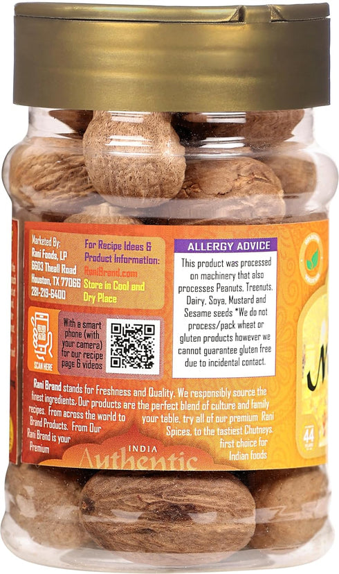 Rani Whole Nutmeg (Jaiphul) Spice, 3oz (85g) PET Jar, 17-19 Pieces, All Natural | Vegan | Gluten Friendly | Non-GMO