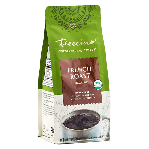 Teeccino French Roast Chicory Coffee Alternative, 11 Ounce: Ground Herbal Coffee Thats