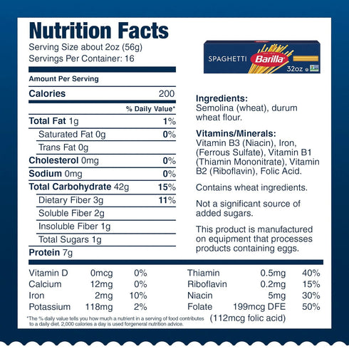 32 (Pack 2) Barilla Spaghetti Pasta, Box - Non-GMO, Made with Durum Wheat Semolina - Kosher Certified, Ounce