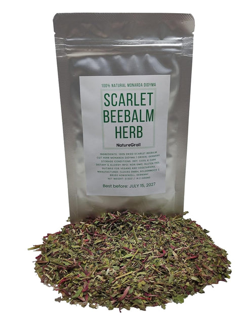 Scarlet Beebalm Herbal Tea - Mountain Balm Herb with Flowers - 100% Monarda Didyma, Cut & Dried - 0.5oz/14.2g