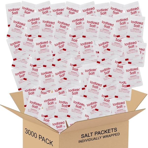 Generic Salt Packets, Iodized Salt 3000 Bulk Total - Individually Wrapped Single Serve
