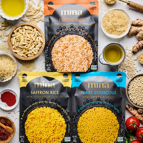 7 oz (Pack 6) Mina Pearl Couscous, With Turmeric & Ginger, Ready to Eat, Couscous Pearls, Microwavable Meals & Side