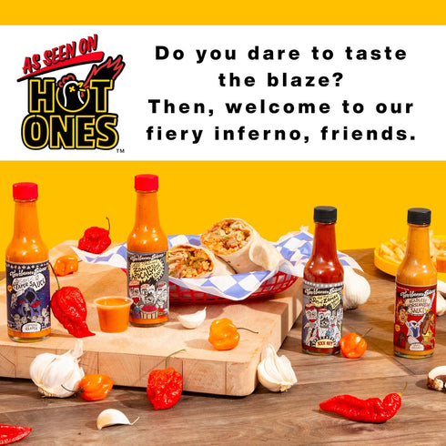 4 pack, 5oz Torchbearer Hot Ones Variety Hot Sauce - Garlic Reaper, Son Of Zombie, Zombie Apocalypse, Headless