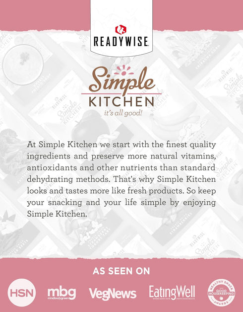 Pack 1, READYWISE - Simple Kitchen, Freeze-Dried Strawberries & Bananas, of Vegetarian, Gluten Free, Snacks