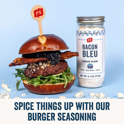 PS Seasoning Bacon Bleu Burger Seasoning, Hamburger Seasoning for Grilling, Meat Blend with Bacon, Blue Cheese
