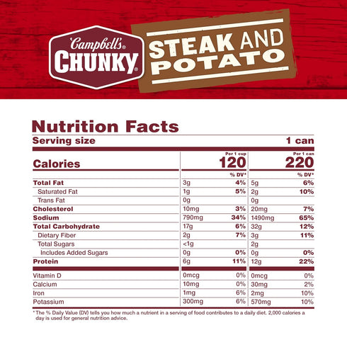 16.3 oz Campbells Chunky Soup, Steak and Potato Soup, Can