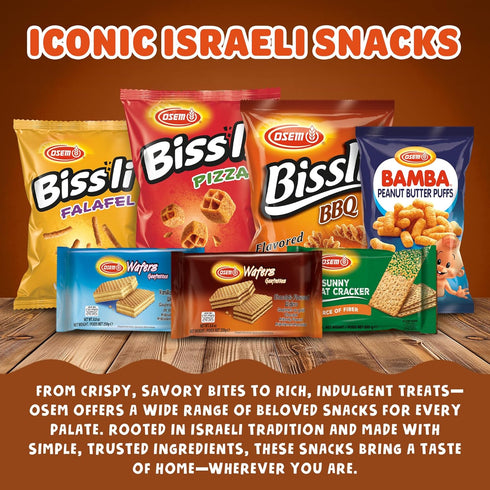 Packaged 1.23oz (Pack 12) Osem Bissli Crunchy BBQ Wheat Snack - Kosher, No Artificial Colors or Preservatives
