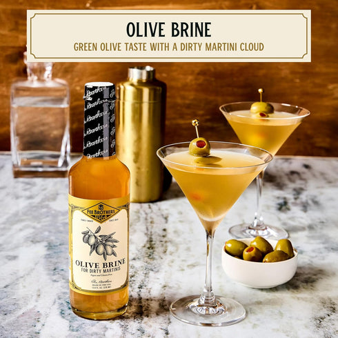 12.8 Oz Fee Brothers Olive Brine - Dirty Martini Olive Juice, Cocktail Mixer, Hand Crafted in the USA, Fl