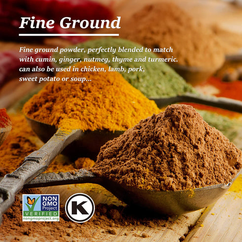 Soeos Ground Cinnamon Powder, 100% Raw, Non-GMO, Kosher Certified, Cinnamon Seasoning Spice for Cooking, 15 oz