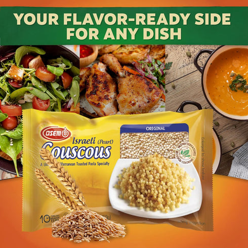 8.8oz (Pack 3, 26.4oz) Osem Israeli Pearl Couscous - Wheat Couscous Pearls, Pearled Mediterranean Pasta Alternative