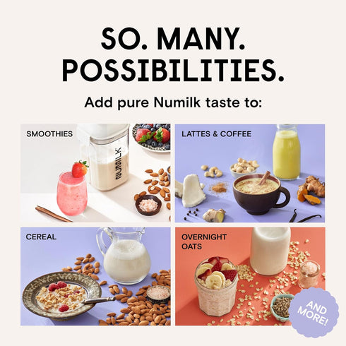 4-Pack 32oz Numilk Pouches - Unsweetened Almond - Creamy Plant-Based Milk in Seconds - Easy-to-Use with the Numilk Nut