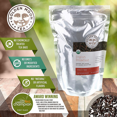 1 (192 Golden Moon Tea French Breakfast Black Tea - Loose Leaf, Non GMO - Pound Servings)