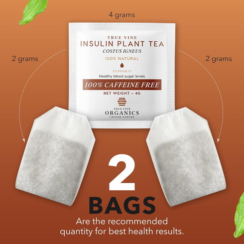 100% 31 (4g True Vine Insulin Plant Tea (USDA Organic) Herbal Organic Tea Bags for Blood Sugar Support, Digestive
