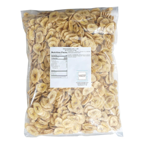4 Dried Banana Chips, Pound Bag Banana Chips, Dried Fruit, Dehydrated Bananas, The Hampton Popcorn & Candy Company