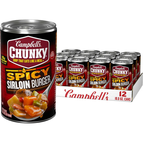 Campbell's Chunky Soup, Spicy Sirloin Burger Soup, 18.8 Oz Can (Case of