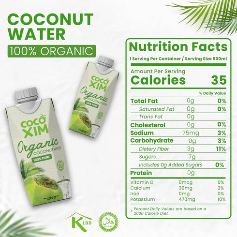 16.9 oz (Pack 12) 100% COCOXIM Ready to Drink Organic Coconut Water - of | Zero Added Sugar| Natural & Fresh
