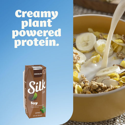 8 oz., 6 Pack Silk Shelf-Stable Soy Milk Singles, Chocolate, Dairy-Free, Vegan, Non-GMO Project Verified