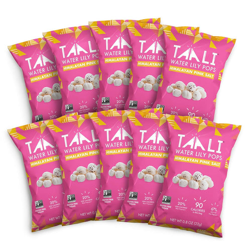 Taali Himalayan Pink Salt Water Lily Pops (10-Pack), Roasted Fox Nuts Makhana Snack, Vegan & Gluten Free