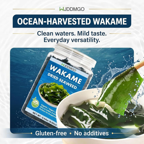 WJDDMGO (5.64oz) Premium Dried Wakame Seaweed, Free of impurities Simple Soaking Prep Ready, Vegetable Japanese Seaweed